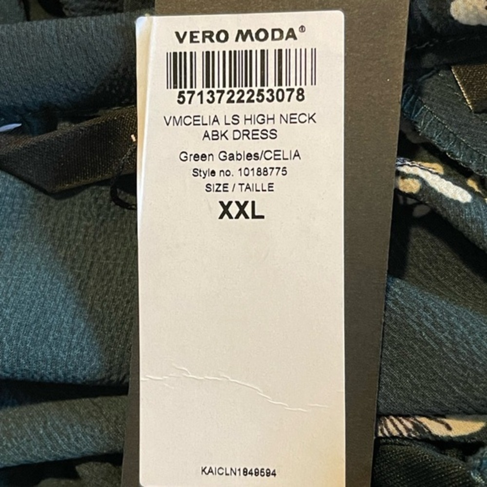 Vero Moda High Neck 2 Layer Green Gables/Celia Dress XXL - Picture 7 of 8